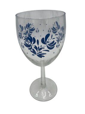 Pfaltzgraff Wine Water Goblet Glass Blue Yorketown Pattern Vintage SET OF 4